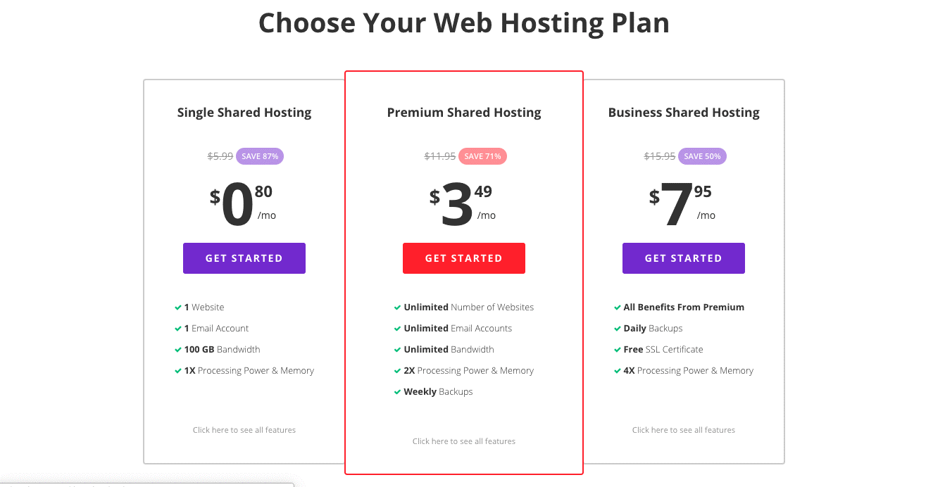 Hostinger Web Hosting Review - price chart 3