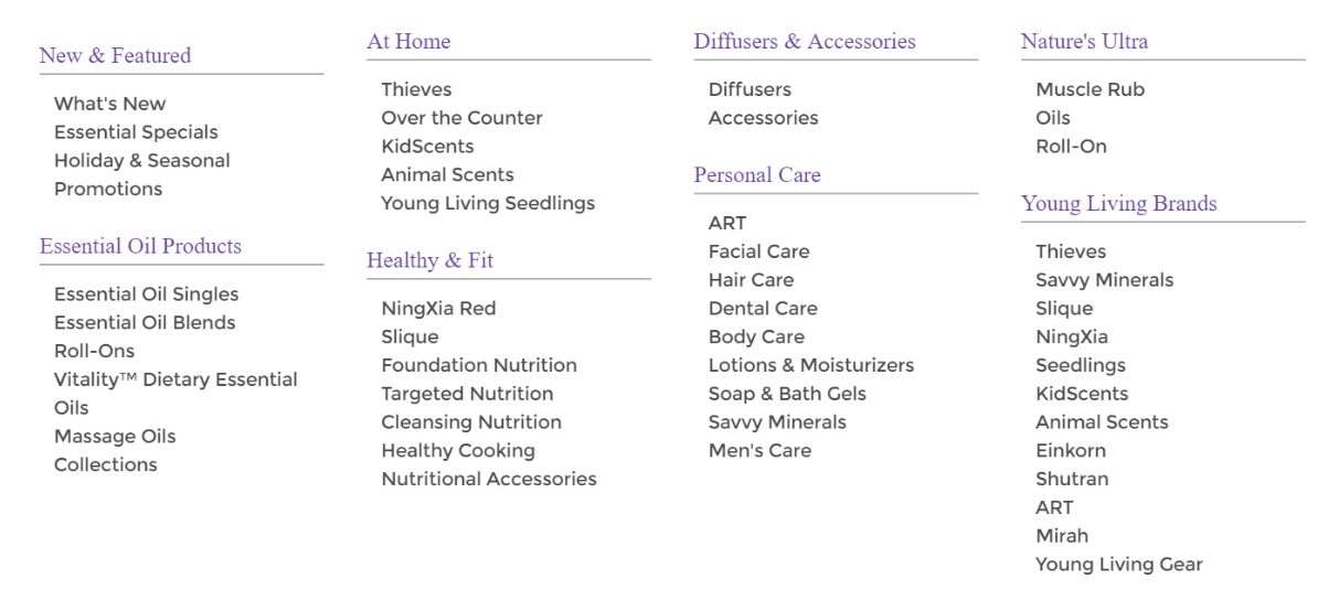 Young Living MLM Review - product list